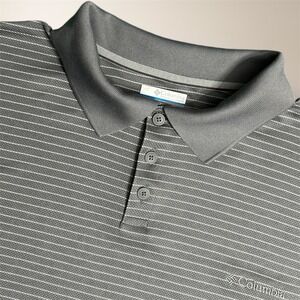 Columbia Men's XXL Gray Striped Performance Polo Shirt Short Sleeve Golf Fishing